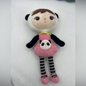 Primo Passi Me Too Plush Jiabo Doll Panda Bear Black Pink Soft Toy Loveable 13”